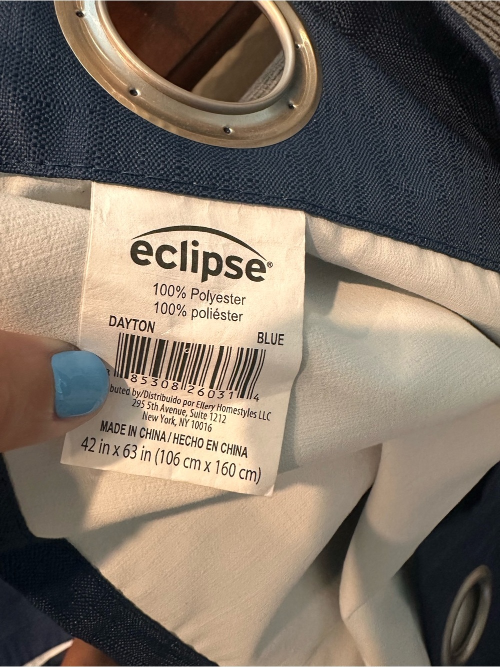 Eclipse Navy Blue Grommet Curtain Panel